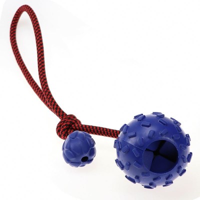 New IQ Training Durable Eco-Friendly Rubber Dog Chew Toy Ball With Rope